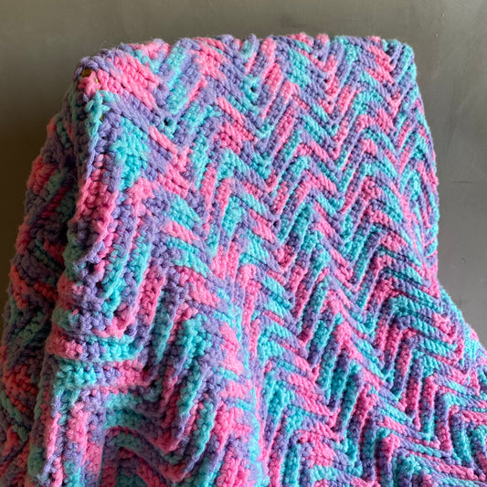 【1970s USA vintage】グラニーブランケット クロシェ パステルカラー