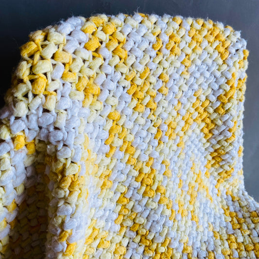 【1970s USA vintage】グラニーブランケット ラグ イエロー