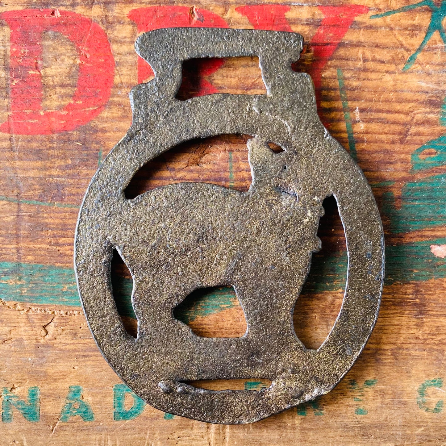 【vintage】 horse brass 猫