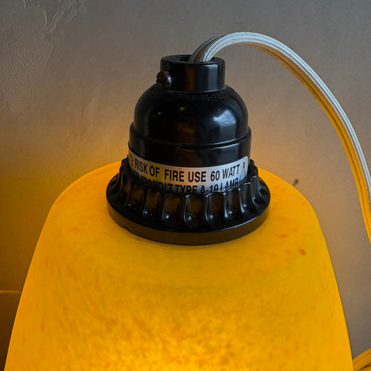 【1970s USA vintage】Yellow Speckled Glass Hanging Pendant Lamp