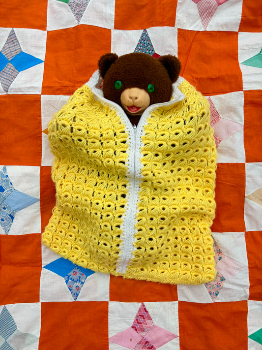 【USA vintage】Handmade Crochet Hooded Baby Bunting