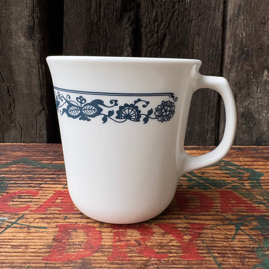 【1960s-1970s USA vintage】CORNING mugcup OLD TOWN BLUE