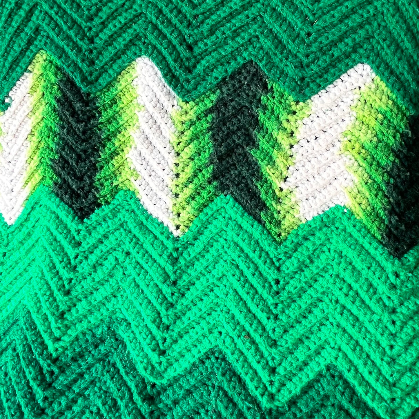 【1970s USA vintage】グラニーブランケット グリーン系 クロシェ