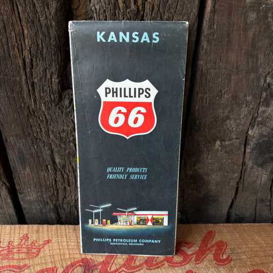 【1960 USA vintage】Phillips 66 Kansas Road Map