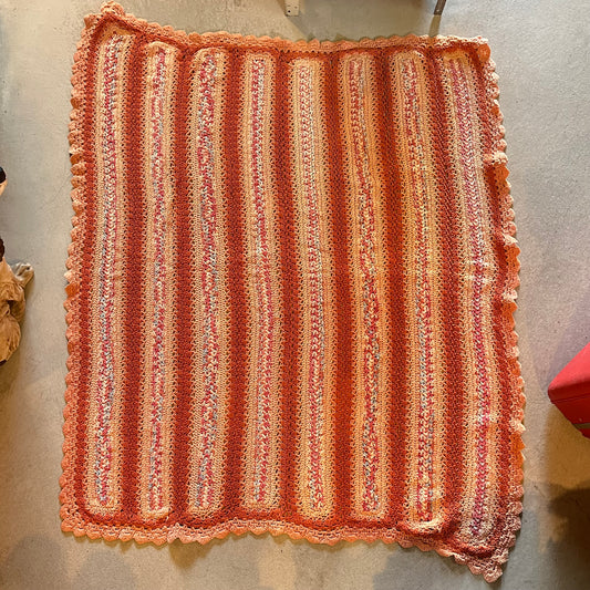 【USA vintage】Granny Blanket brown × pink border