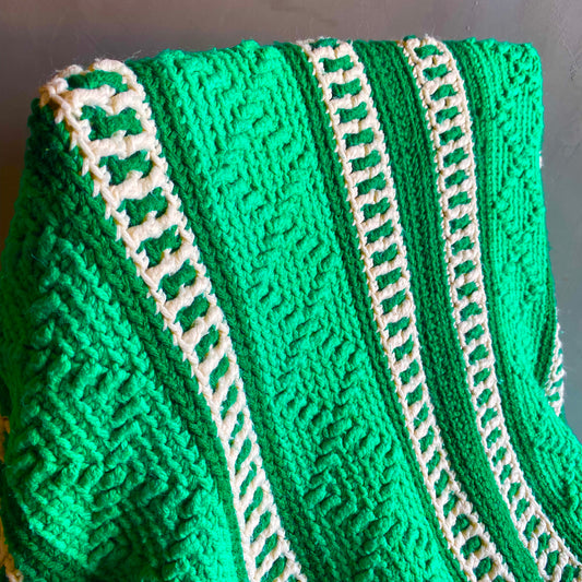 【1970s USA vintage】グラニーブランケット ラグ グリーン