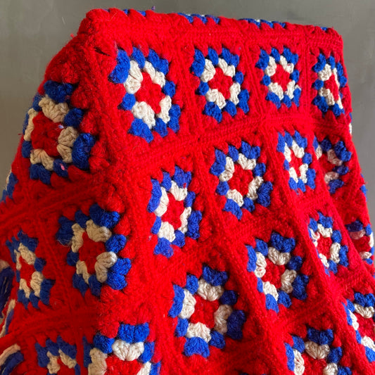 【1970s USA vintage】グラニーブランケット クロシェ スクエア