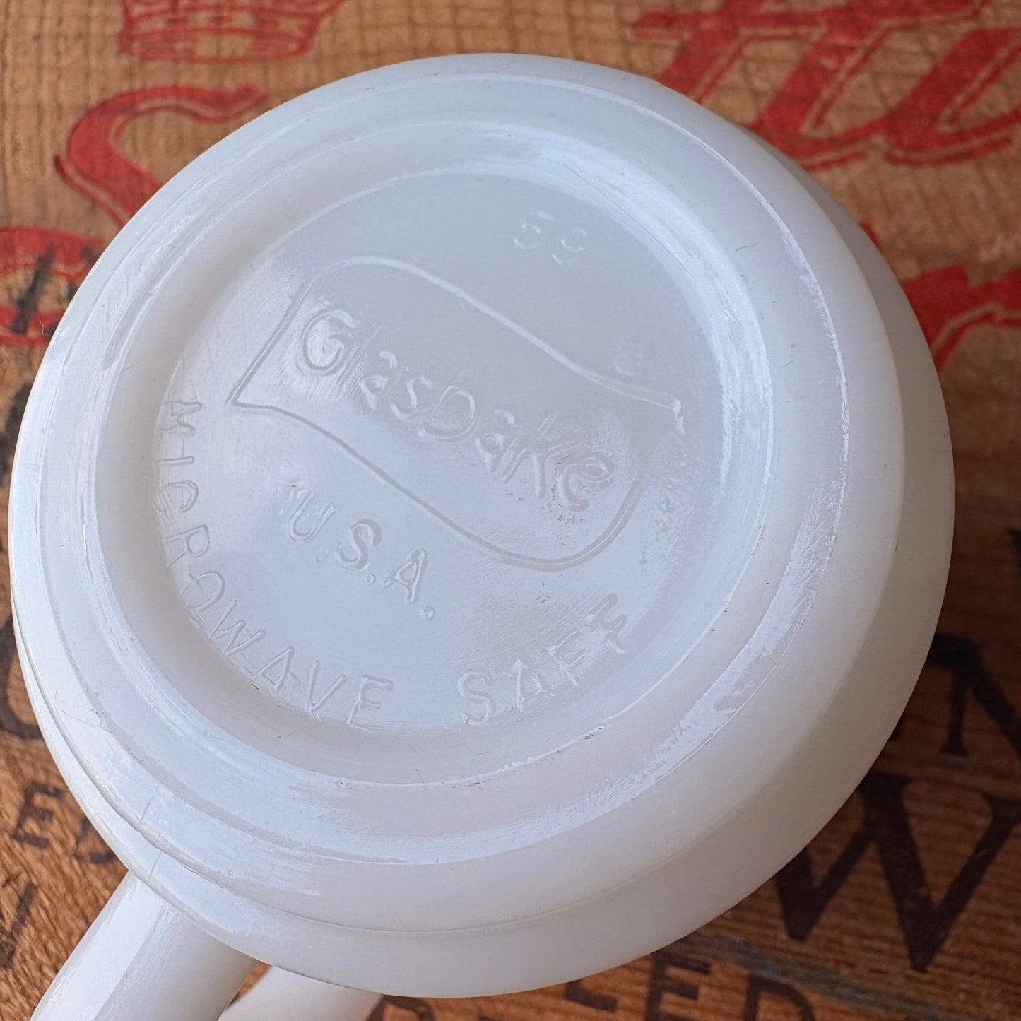 【1982 USA vintage】SIMSPON UNITED METHODIST CHURCH Glassbake Milk Glass Mug