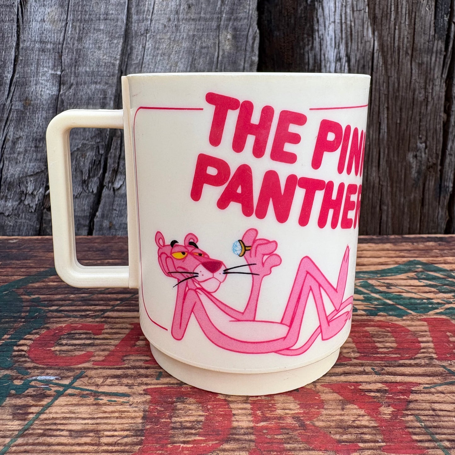【1979 USA vintage】THE PINK PANTHER plastics mug cup
