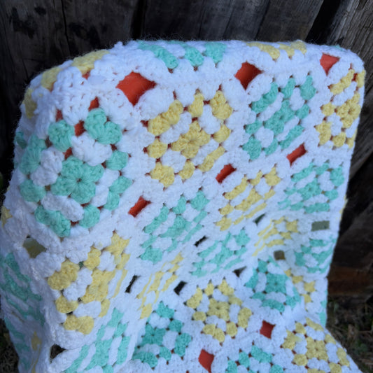 【USA vintage】granny blanket square Pastel color
