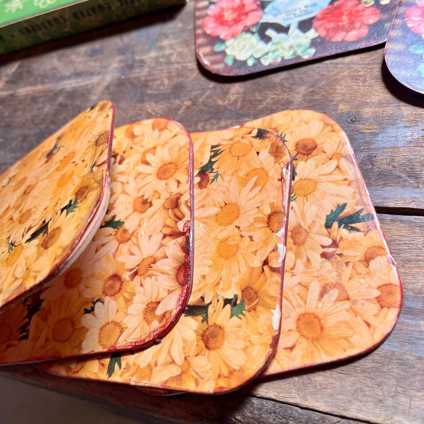 【USA vintage】コースター Flower Coasters from California