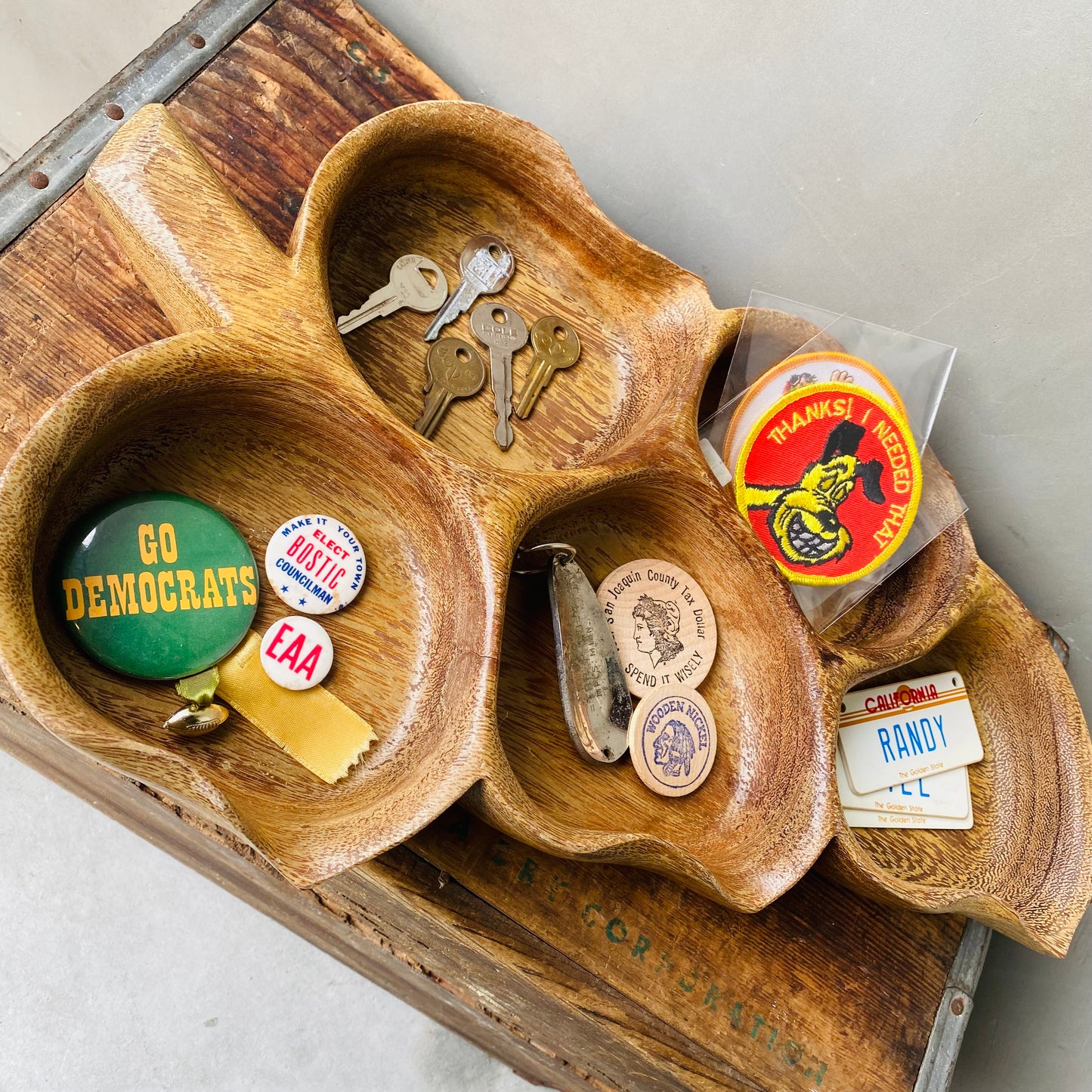 【USA vintage】HARRY'S CABINET&CURIO wood tray