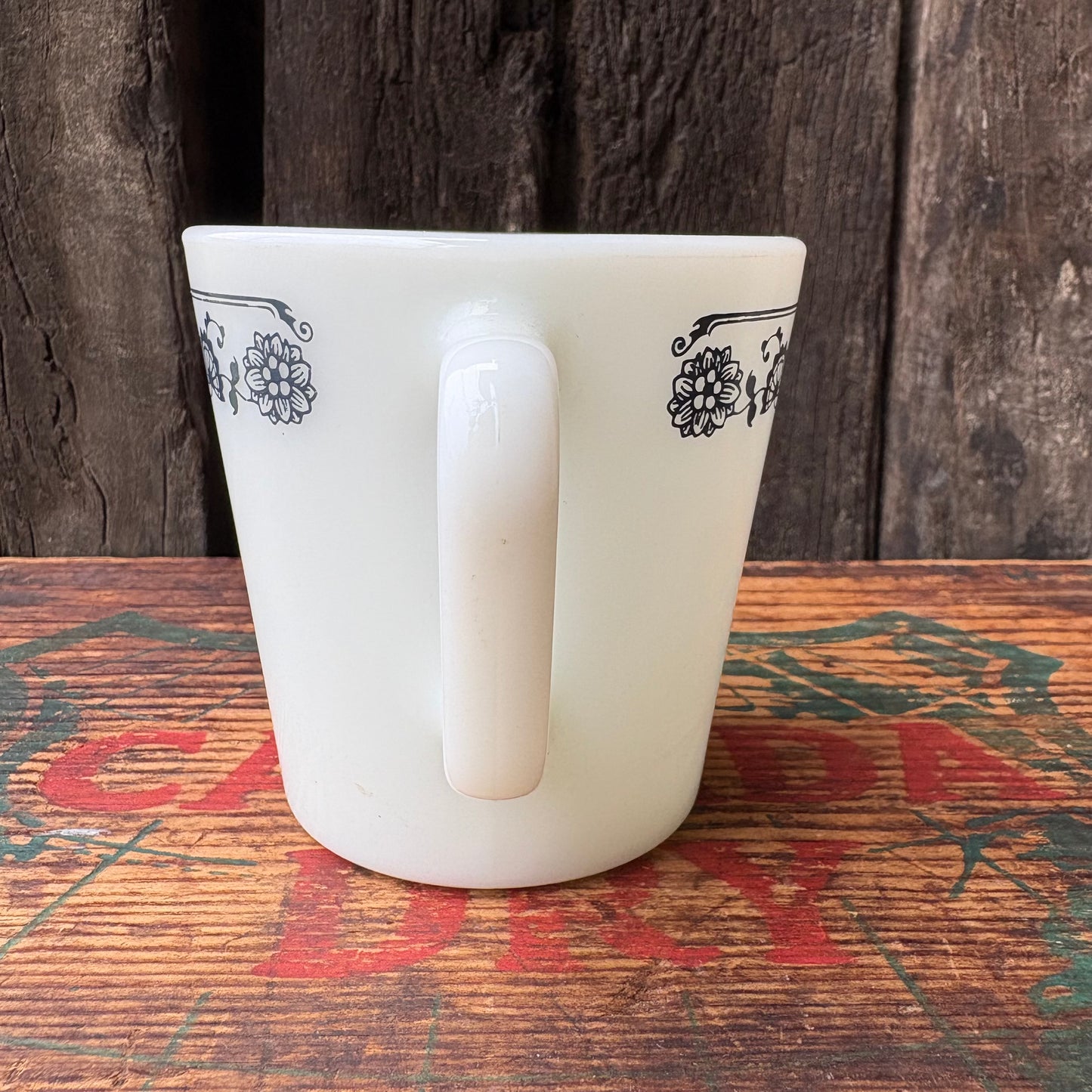 【1960s-1970s USA vintage】PYREX mugcup OLD TOWN BLUE