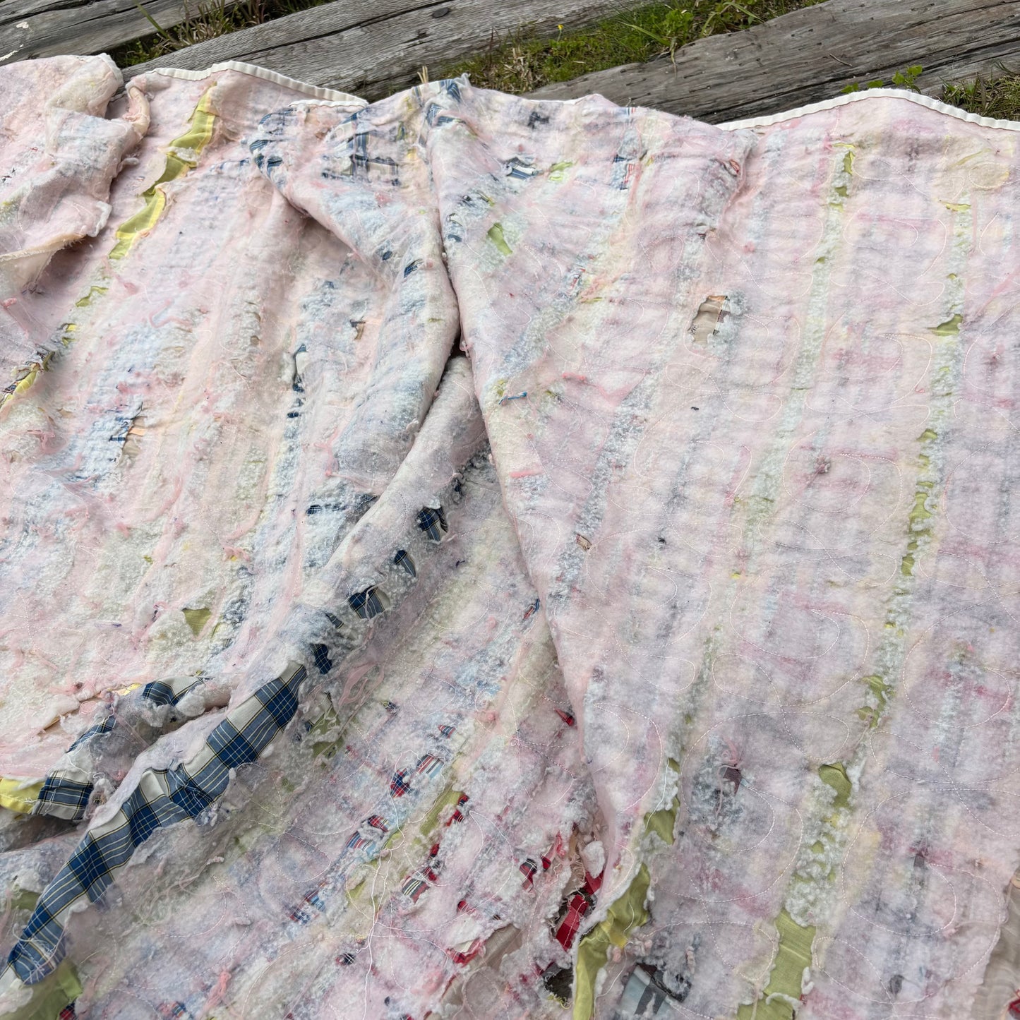 【USA vintage】Patchwork Quilt / Multi Stripe