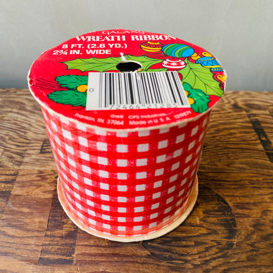 【vintage】クリスマス ラッピングリボン ギンガムチェック