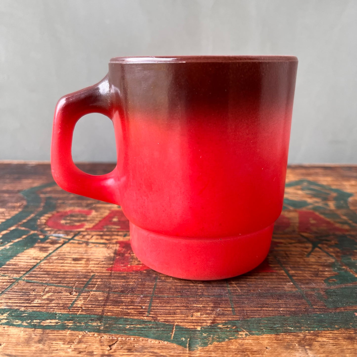 【1960s USA vintage】FIRE KING スタッキングマグ グラデーション レッド×ブラウン