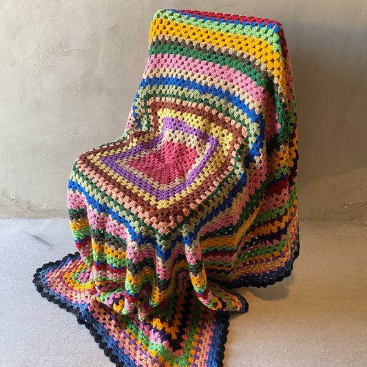 【1970s USA vintage】グラニーブランケット クロシェ カラフル