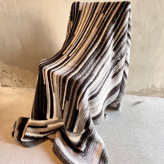 【USA vintage】グラニーブランケット モノクロ ストライプ