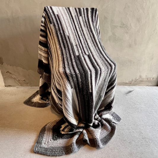 【USA vintage】グラニーブランケット モノクロ ストライプ