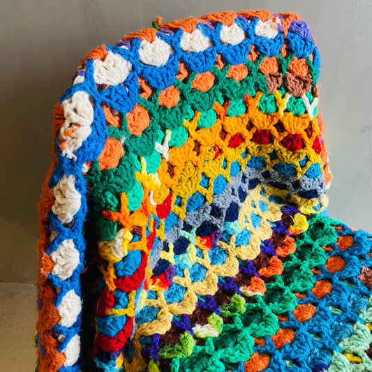 【1970s USA vintage】グラニーブランケット ラグ カラフル