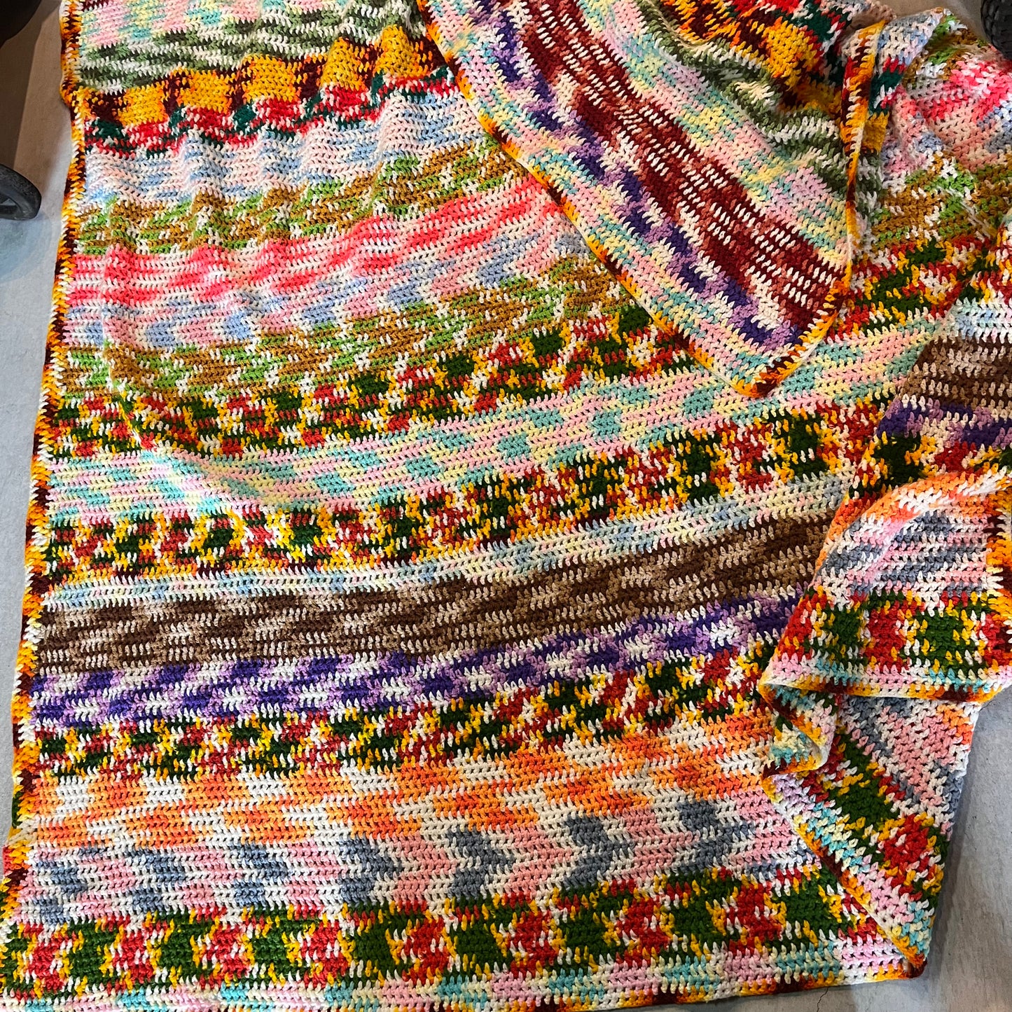 【USA vintage】グラニーブランケット カラフルストライプ