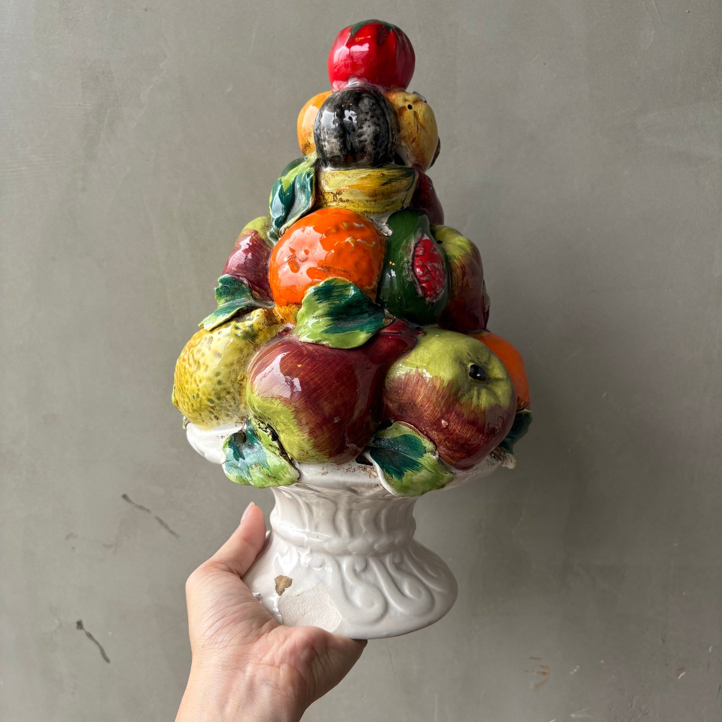 【Italy vintage】majolica fruits bowl
