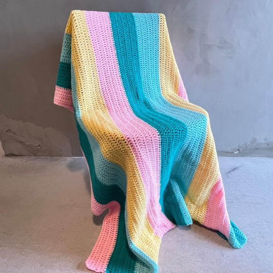 【USA vintage】グラニーブランケット パステル ストライプ