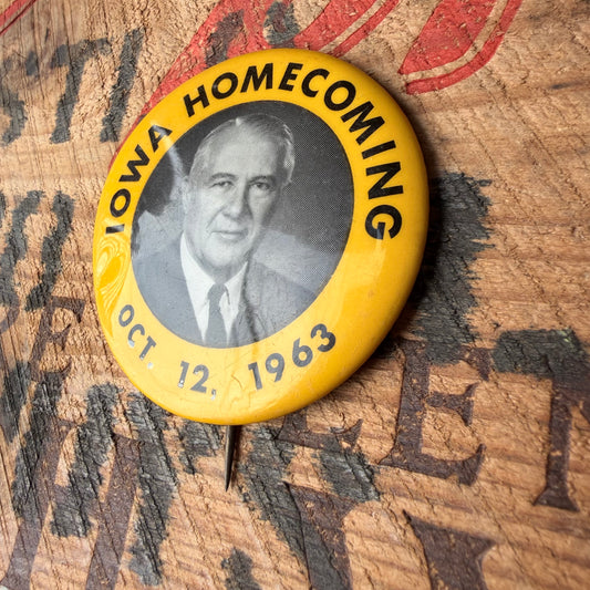 【1960s USA vintage】IOWA HOMECOMING OCT. 12, 1963 Commemorative Pinback Button