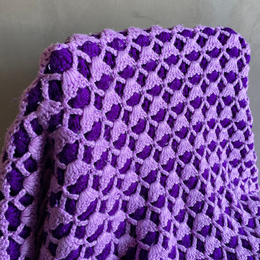 【1970s USA vintage】グラニーブランケット クロシェ パープル