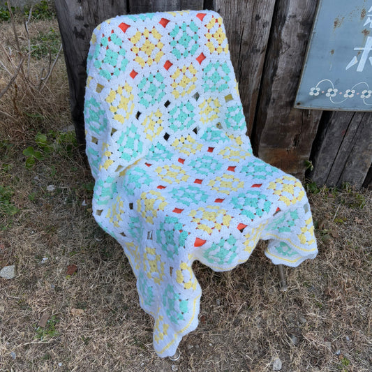 【USA vintage】granny blanket square Pastel color