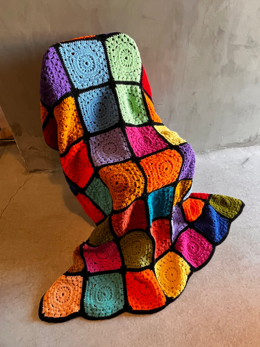 【USA vintage】グラニーブランケット カラフルスクエア