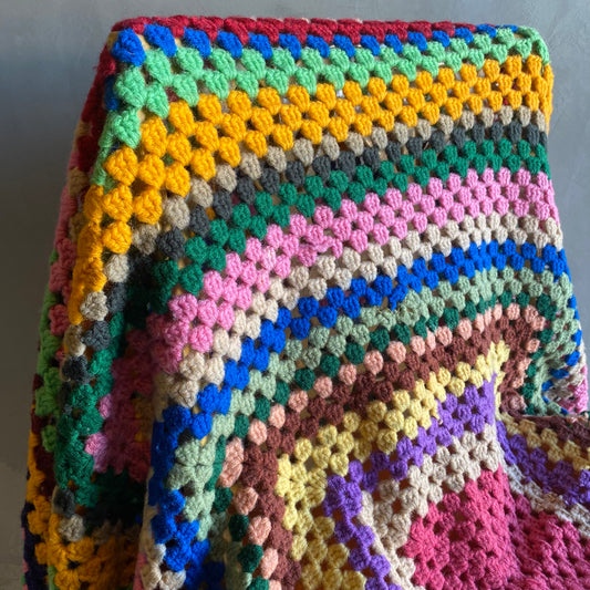 【1970s USA vintage】グラニーブランケット クロシェ カラフル