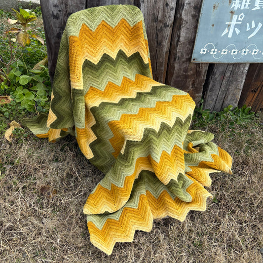 【USA vintage】granny blanket green yellow