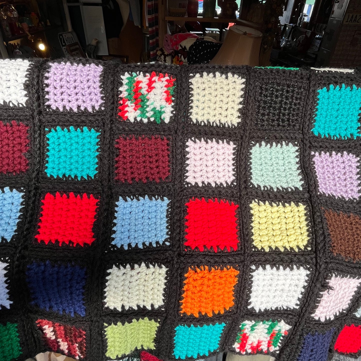 【USA vintage】Granny Blanket ひざ掛け モザイクスクエア