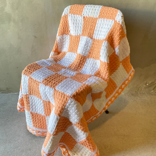 【1970s USA vintage】グラニーブランケット クロシェ チェック