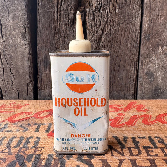 【1940-50s USA vintage】Gulf Household Oil Metal Can
