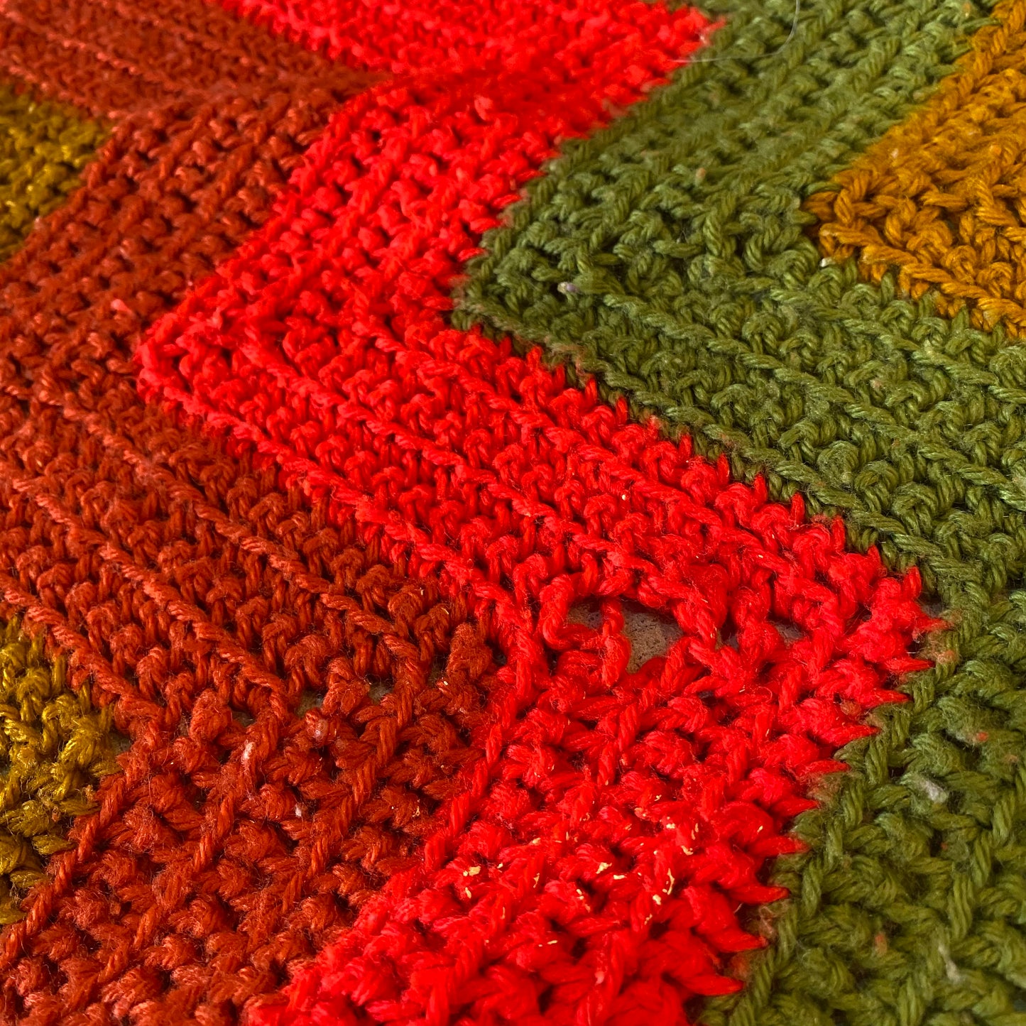 【1970s USA vintage】グラニーブランケット クロシェ ギザギザ