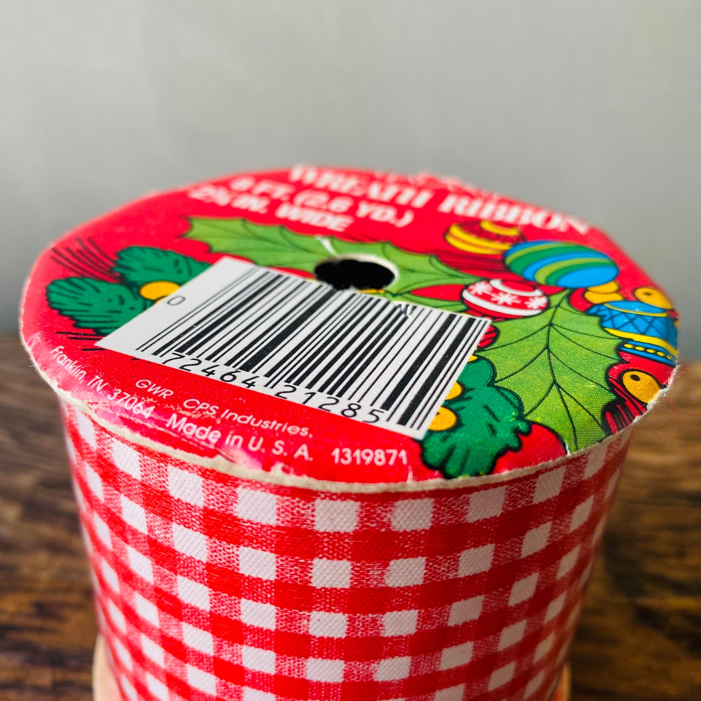 【vintage】クリスマス ラッピングリボン ギンガムチェック
