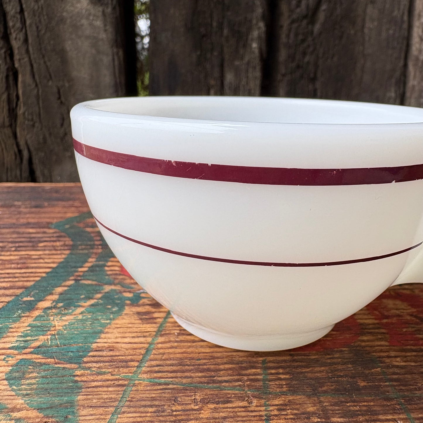 【1970s USA vintage】 CORNING mugcup burgundy band
