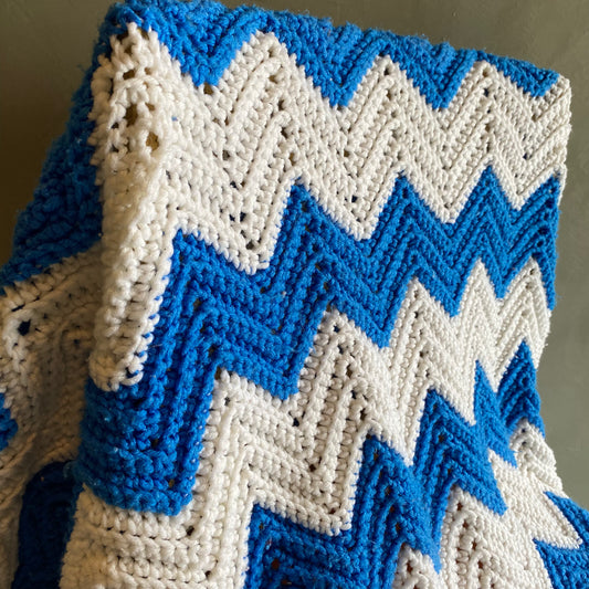 【1970s USA vintage】グラニーブランケット クロシェ ブルー