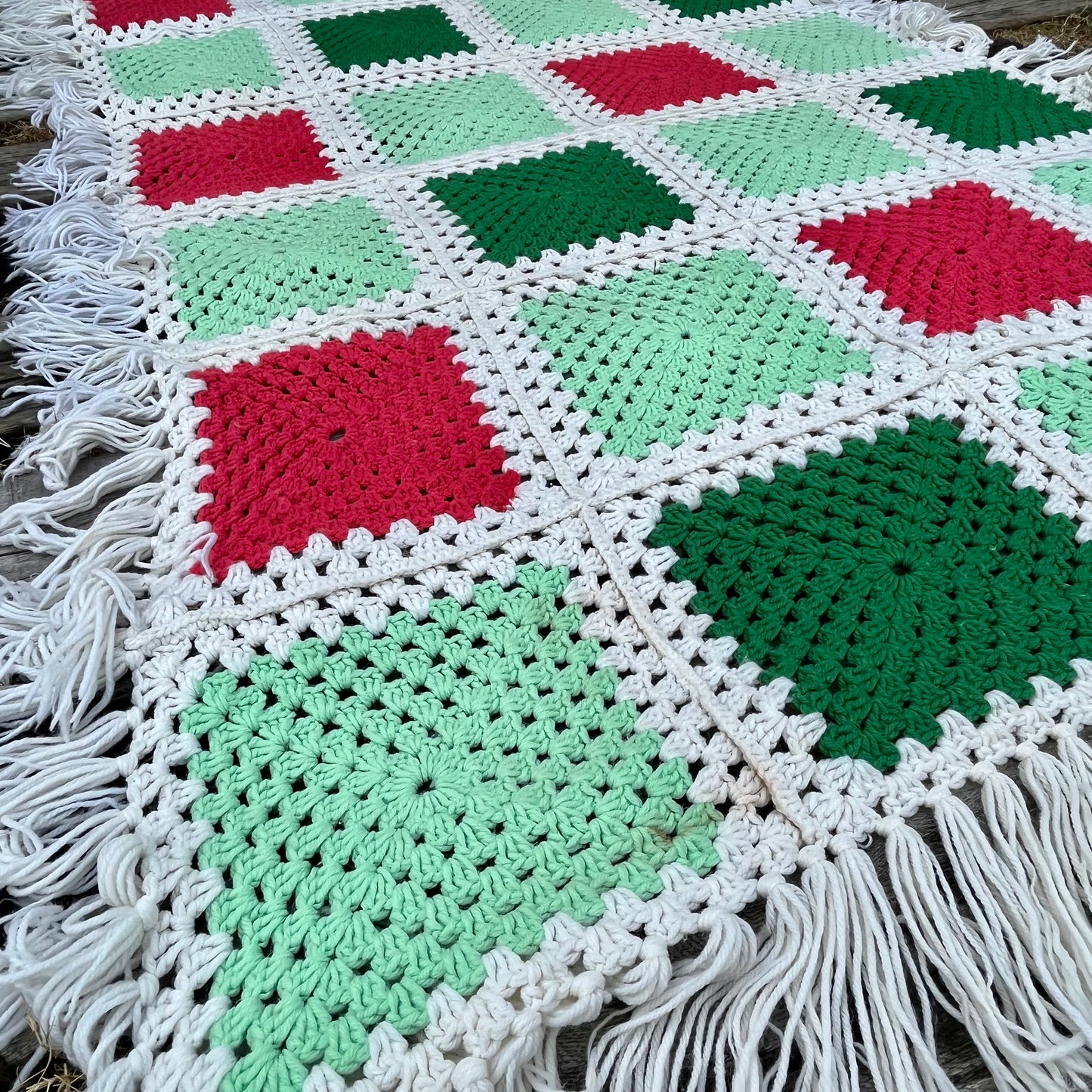 【USA vintage】Granny Blanket Square motif green