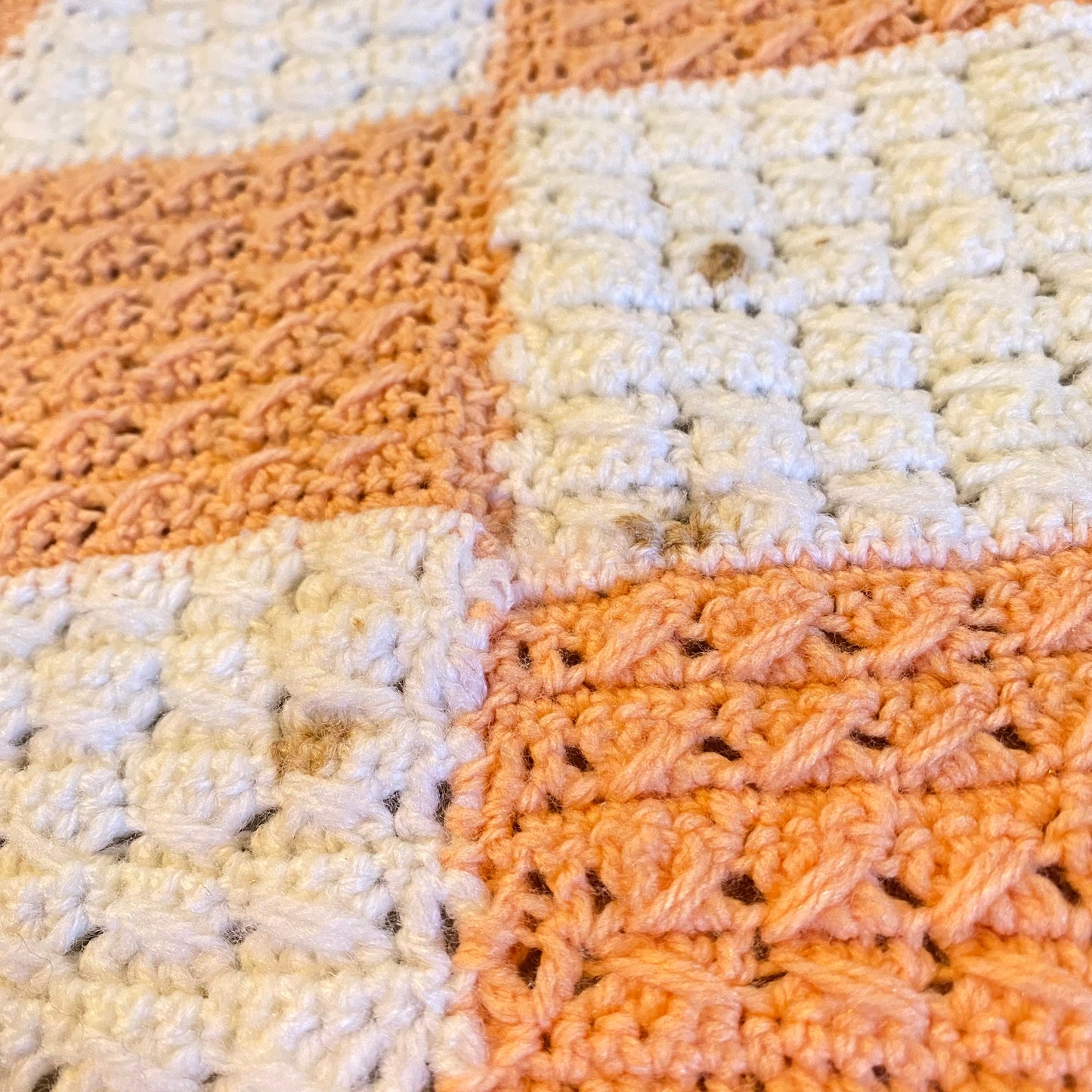 【1970s USA vintage】グラニーブランケット クロシェ チェック