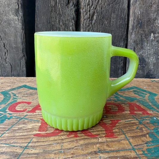 【1960s USA vintage】FIRE KING Rib Bottom Green