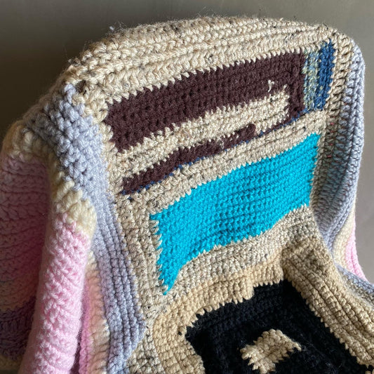 【1970s USA vintage】グラニーブランケット クロシェ パステルカラー