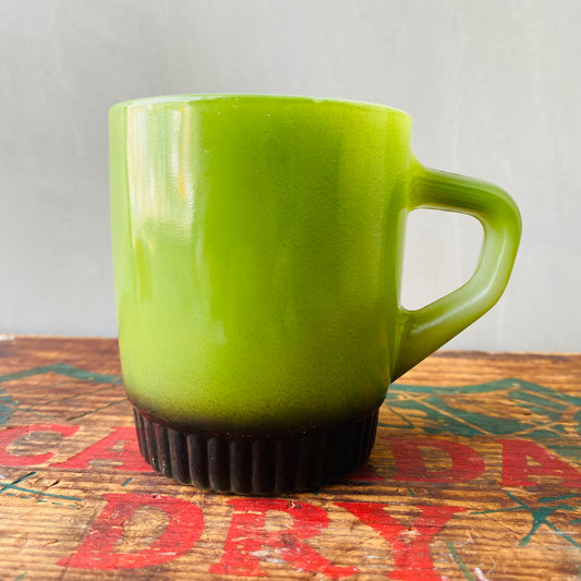 【1960-1976 USA vintage】Fire-King RIBBED BOTTOM グリーン×ブラック