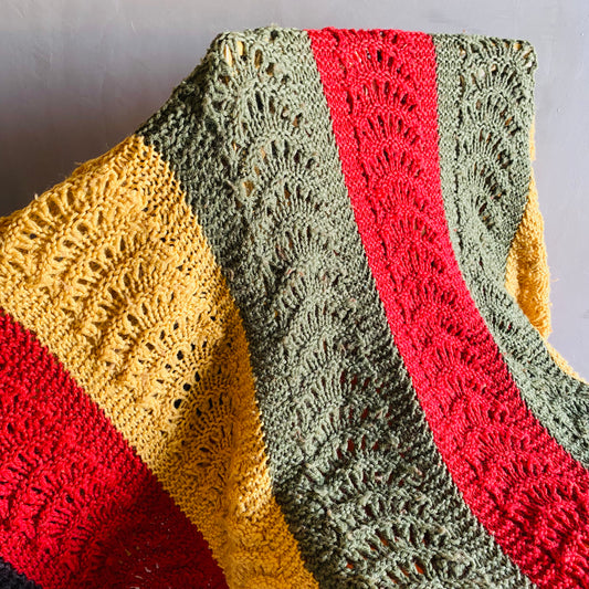 【1970s USA vintage】グラニーブランケット クロシェ タッセル