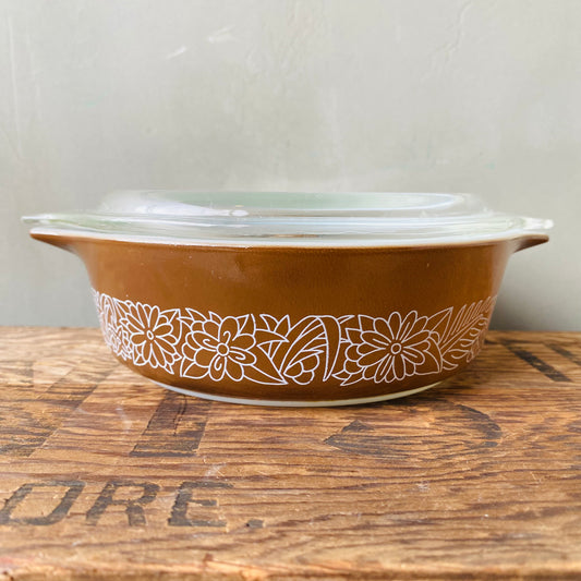 【1970s USA vintage】PYREX キャセロール ウッドランド S