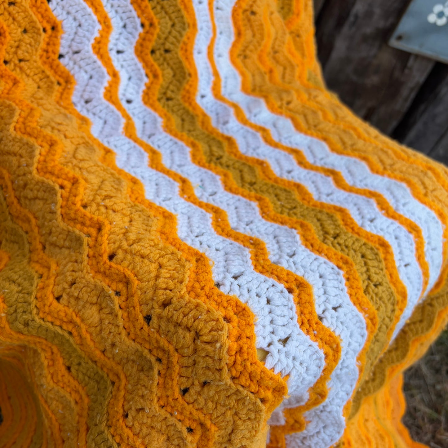 【USA vintage】granny blanket orange