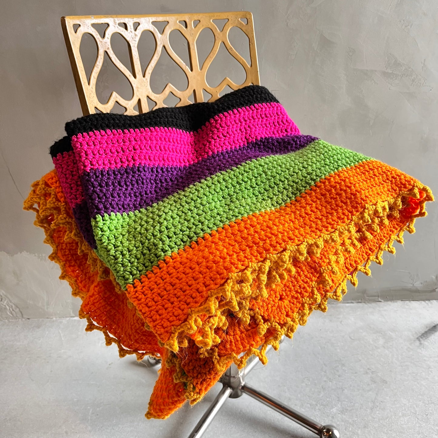 【USA vintage】グラニーブランケット レトロカラー