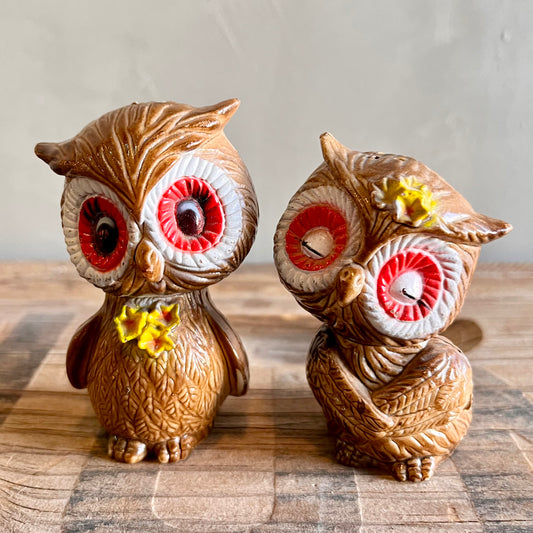 【70s vintage】Owl salt & pepper set